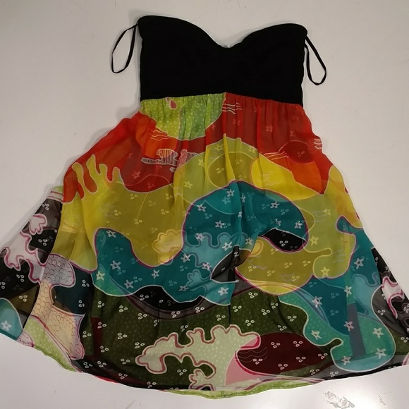 DVF Colorful Silk Asti Party Dress Strapless Midi Mod Sexy Flirty Style Designer - Picture 8 of 8